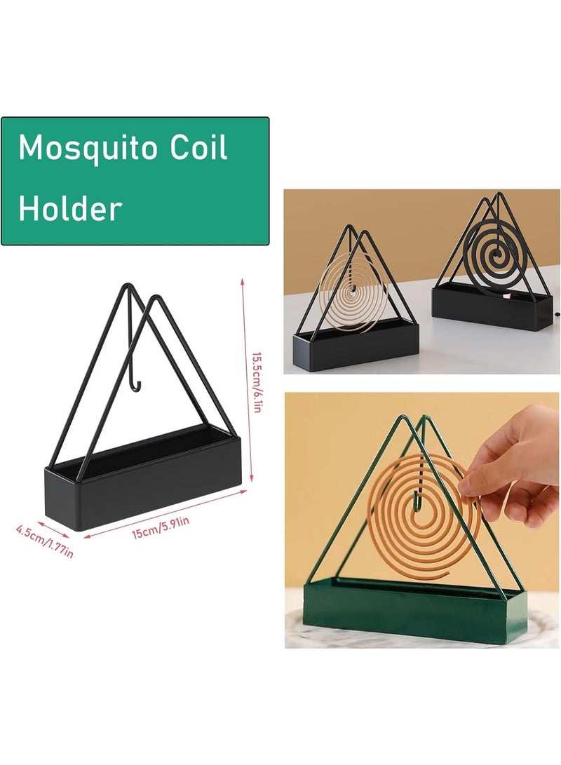 CLENEA 2 Pack Coil Burner Mosquito Coils Holder Full Metal Triangular Hanging Coil Tray Ash Catcher Storage Bracket Coil Vertical Stand Support Base for for Indoor Outdoor Camping - Image 2